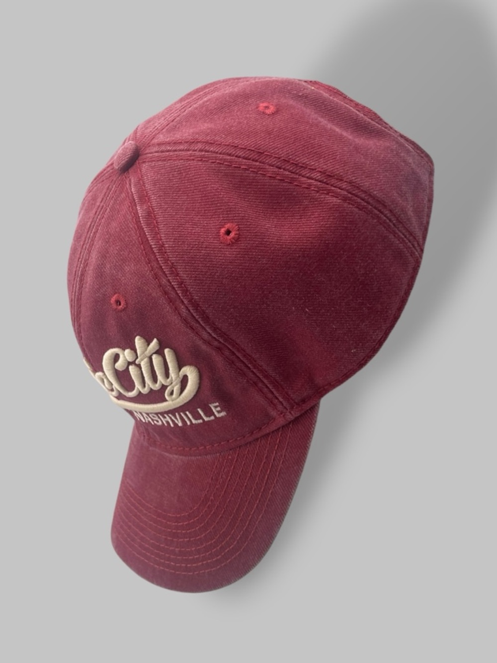 Music City Nashville Embroidered Baseball Cap - Burgundy - Legacy - Picture 2 of 12